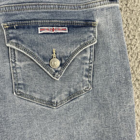 Hudson Womens Jeans Flap Pocket Button Sz 16 x 27 Straight Leg Icy Blue Mid Rise - Picture 4 of 15